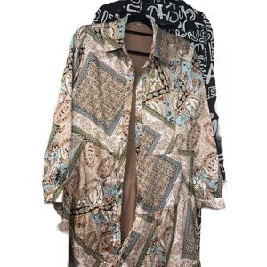 Elegant Multicolor Long Sleeve Dress Bundle of 2 paisley avant- guard funky
